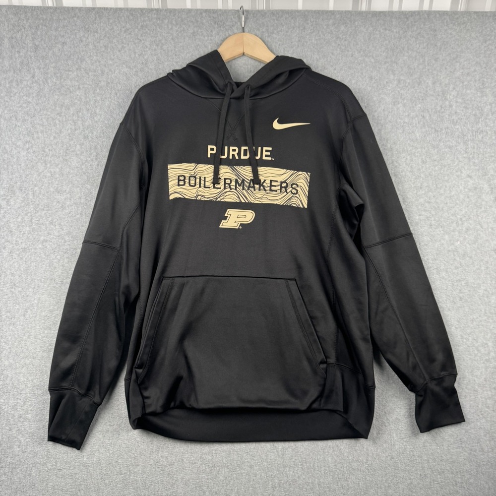 Nike Hoodie Mens Medium Black Purdue Boilermakers NCAA Graphic Pullover